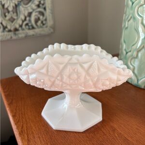 White Milk Glass Pedestal Bowl